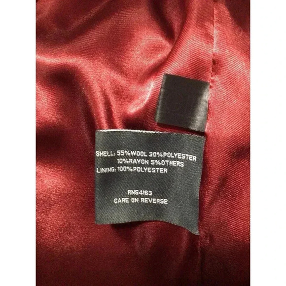 Kenneth Cole Reaction Women’s Coat Wool Blend Cranberry Burgundy Red Size 10 - Picture 7 of 7